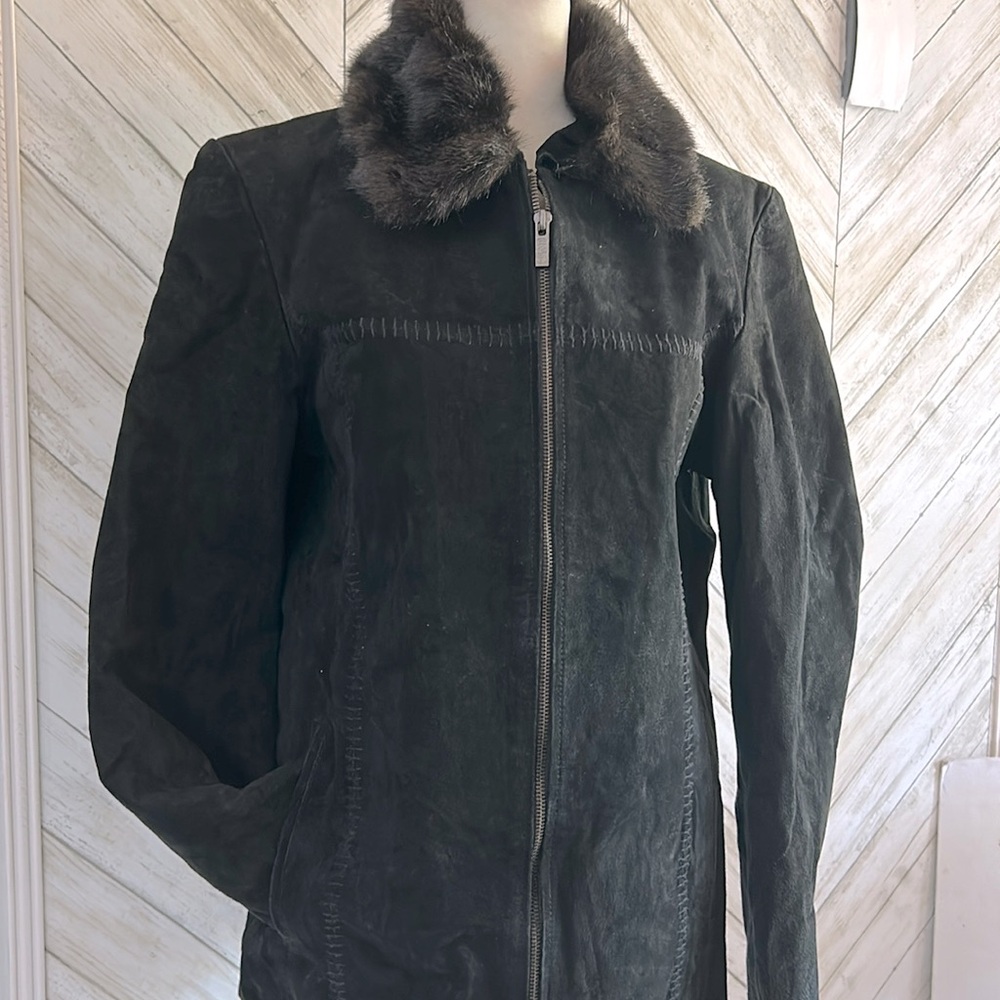 Marc Mattis Womens 100% Genuine Leather Suede Jacket Coat Sz M
